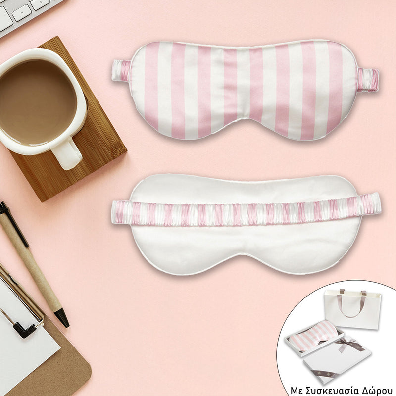 Μεταξένια Μάσκα Ύπνου Pink Stripe 22mmi