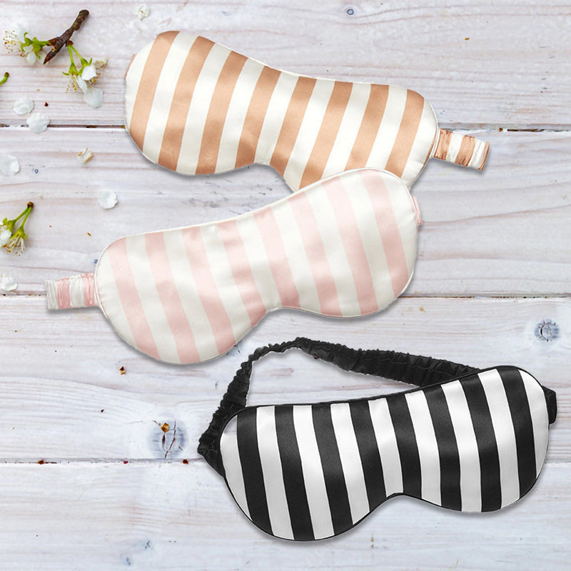 Μεταξένια Μάσκα Ύπνου Black Stripe 22mmi