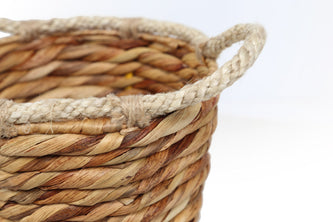 Καλάθι Jununca top edge natural with white Small (20x20/26)