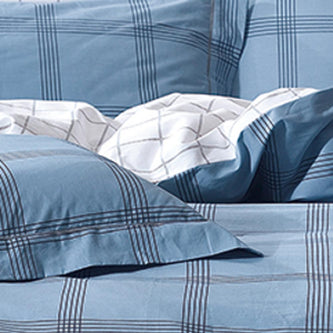 Σεντόνια Εμπριμέ Σετ Blue Checks Υπέρδιπλα